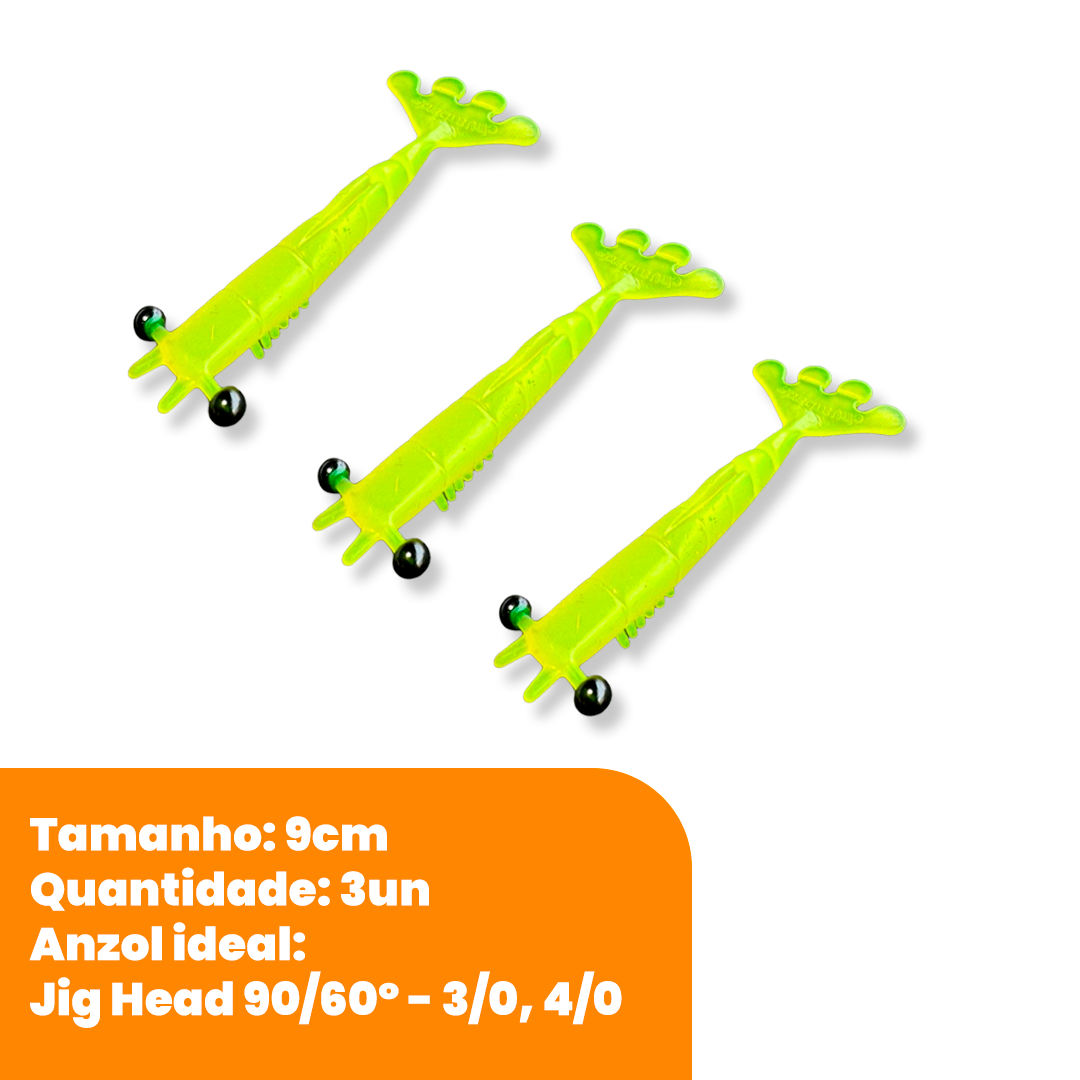 Kit Isca Artificial Camarão Jig Head Maciço