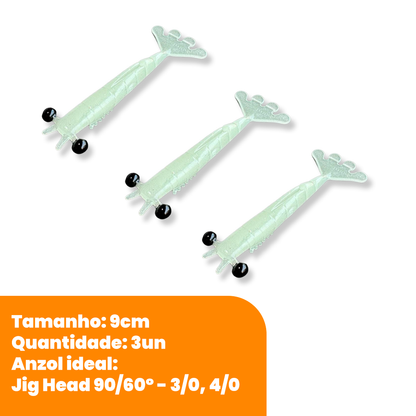 Kit Isca Artificial Camarão Jig Head Maciço