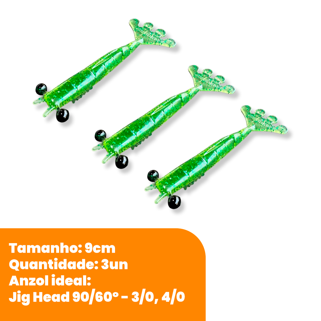 Kit Isca Artificial Camarão Jig Head Maciço