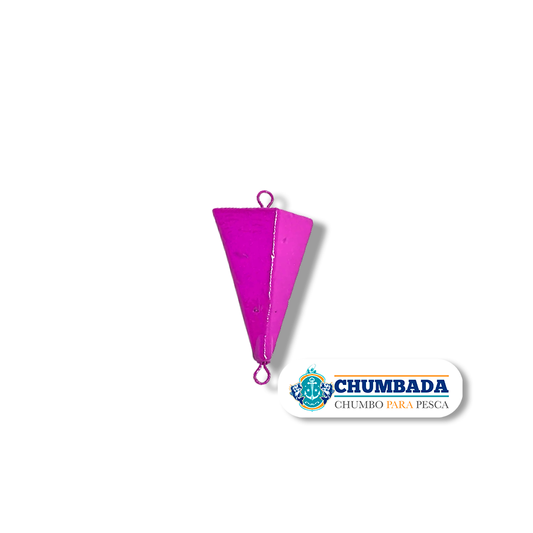 Chumbada Piramide Chata Com Olhal Duplo Rosa