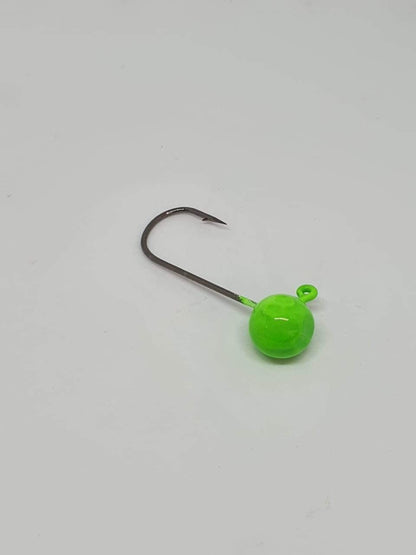 Chumbada Jig Head Esférica Verde Anzóis Maiores (1/0 - 6/0)